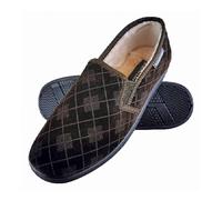 Dunlop Mens Plush Fur Lined Memory Foam Plaid Checked Slippers (6 Sizes) - 10 UK - Brown