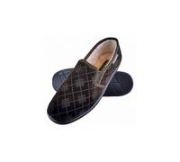 Dunlop - Mens Plush Fur Lined Memory Foam Plaid Checked Moccasin Slippers with Hard Sole (9 UK, Brown)