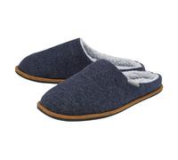 Dunlop Mens Plush Lined Mule Slippers With Memory Foam - 8 UK - Navy