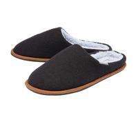Dunlop Mens Plush Lined Mule Slippers With Memory Foam - Black Fleece - Size UK 11