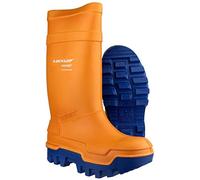 DUNLOP Purofort Thermo+ - Unisex Full Safety Waterproof Work Boots, Orange/Blue, Antistatic and Slip-Resistant Wellies with Steel Toecap for Outdoor, Farm and Industrial Work - EU38, UK5