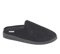 DUNLOP Mens Ribbed Velour Mule Slipper Black 12 UK
