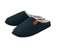 DUNLOP Mens Slip On Felt Mule Slippers Comfy House Shoes Sizes 7-12 | Faux Fur Lined Memory Foam