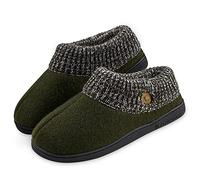 DUNLOP Mens Slippers, Memory Foam Slippers, Indoor Outdoor House Shoes Non Slip (8 UK, Khaki)