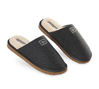 DUNLOP Mens Slippers Open Back, Comfy Memory Foam Men Slippers with Rubber Sole, Indoor Outdoor Anti Slip House Shoes Comfort Plush, Gifts for Men