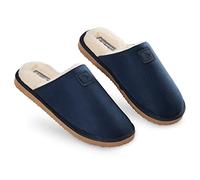 DUNLOP Mens Slippers Open Back, Comfy Memory Foam Men Slippers with Rubber Sole, Indoor Outdoor Anti Slip House Shoes Comfort Plush, Gifts for Men