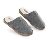 DUNLOP Mens Slippers Open Back, Comfy Memory Foam Men Slippers with Rubber Sole, Indoor Outdoor Anti Slip House Shoes Comfort Plush, Gifts for Men