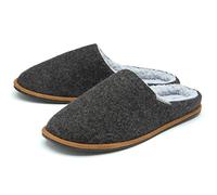 Mens Plush Lined Mule Slippers With Memory Foam - Charcoal / 12