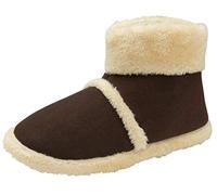 DUNLOP Men's Snugg Warm Faux Suede Design Slipper Boot Brown Cream Small 7/8 UK