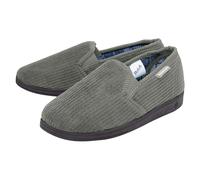 Dunlop Mens Tartan Lined Slippers With Memory Foam - 10 UK - Charcoal