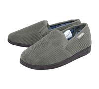 Dunlop Mens Tartan Lined Slippers With Memory Foam - 7 UK - Charcoal