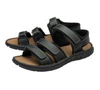 DUNLOP Mens Trekking Walking Leather Sandals - Black - UK 8