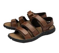 DUNLOP Mens Trekking Walking Leather Sandals - Tan - UK 8
