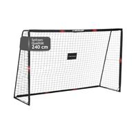 DUNLOP Metal Football Goal 240 x 160 x 85 cm, Soccer Training Accessories for Indoor and Outdoor Use, Black/Red