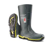 Dunlop MetGUARD - Unisex Knee High Full Safety Waterproof Industrial Work Boots, Grey, Chemical and Slip Resistant PVC Wellies with Protective Toecap for Outdoor and Construction - EU39, UK6