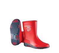 DUNLOP Mini - Unisex Kids Wellington Elephant Pattern Calf High Fashion Rain Boots, Red/Navy Blue, Waterproof and Chemical Resistant PVC Wellies for Outdoor and Gardening - EU21, UK4