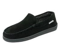 Dunlop Nathan Suede Leather Mens Memory Foam Loafer Slippers - Black - 7 UK