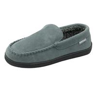 Dunlop Nathan Suede Leather Mens Memory Foam Loafer Slippers - Grey - 10 UK