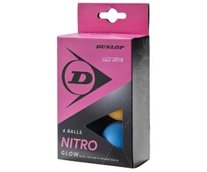 Dunlop Nitro Glow 6 Table Tennis Balls multicoloured Recreational Player Training Balls
