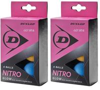 Dunlop Nitro Glow 6 Table Tennis Balls multicoloured, Recreational Player Training Balls (Pack of 2)