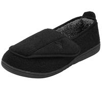 DUNLOP Orthopaedic Felt Comfort Slippers Foot Support Adjustable Cushioned Fleece Lining Cosy Full Back Slip-on House Shoes (Black, UK Footwear Size System, Adult, Men, Numeric, Medium, 9)