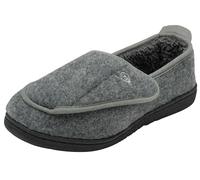 DUNLOP Orthopaedic Felt Comfort Slippers Foot Support Adjustable Cushioned Fleece Lining Cosy Full Back Slip-on House Shoes (Charcoal, UK Footwear Size System, Adult, Men, Numeric, Medium, 9)