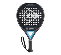 DUNLOP Padel Bat FX Start - Hybrid Shape Graphite Frame - Medium Balance Pro EVA Core - For Beginners, GUN METAL/CYAN/METALLIC SILVER