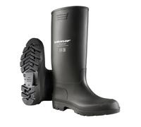 DUNLOP Pricemastor RC30 - Unisex Knee High Recycled Wellington Rain Boots, Black, CE Certified Waterproof and Chemical Resistant PVC Wellies for Outdoor, Gardening and Farm Work - EU39, UK6