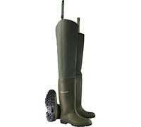 DUNLOP Pricemastor Thigh Wader Wellington Boot - Unisex, Waterproof PVC Work Wellies for Agriculture and Fishing, Green/Black - EU47, UK12