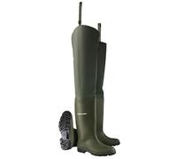 DUNLOP Pricemastor Thigh Wader Wellington Boot - Unisex, Waterproof PVC Work Wellies for Agriculture and Fishing, Green/Black - EU43, UK9