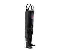 DUNLOP Protective Footwear TerraPRO Neoprene Chest Waders with Steel Toe Cap, Waterproof Work Boots, Ideal for Fishing, Angling & Outdoor Activities, Black, Size 45