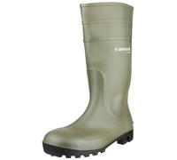 DUNLOP Protomastor - Unisex Knee High Full Safety Waterproof Work Boots, Green, S5 Rated Antistatic and Slip-Resistant PVC Wellies with Steel Toecap for Outdoor and Farm Work - EU36, UK3