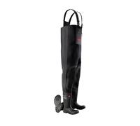 DUNLOP Purofort FieldPRO - Unisex Full Safety Neoprene Chest Wader Work Boot, Black, Waterproof Wellie with Adjustable Shoulder Strap and Steel Toecap for Construction, Farm and Fishing - EU42, UK8