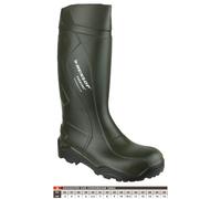 DUNLOP Purofort+ Full Safety Wellies with Steel Toe, Green, UK 13