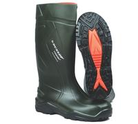 DUNLOP Purofort+ - Unisex Full Safety Waterproof Work Boots, Dark Green/Black, Antistatic and Slip-Resistant Wellies with Steel Toecap and Midsole for Outdoor - EU39, UK6