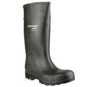DUNLOP Purofort Professional - Unisex Full Safety Waterproof Work Boots, Dark Green, Antistatic and Slip-Resistant Wellies with Steel Toecap for Outdoor, Farm and Industrial Work - EU45, UK10.5