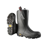 DUNLOP Purofort+ Reliance - Unisex Full Safety Waterproof Rigger Work Boot, Black, Antistatic Wellies with Slip-Resistant Vibram Outsole and Steel Toecap for Outdoor and Industrial Work - EU41, UK7