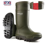 DUNLOP Purofort Thermo+ - Unisex Full Safety Waterproof Work Boots, Dark Green, Antistatic and Slip-Resistant Wellies with Steel Toecap for Outdoor, Farm and Industrial Work - EU48, UK13