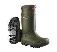 DUNLOP Purofort Thermo+ - Unisex Full Safety Waterproof Work Boots, Dark Green, Antistatic and Slip-Resistant Wellies with Steel Toecap for Outdoor,