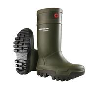 DUNLOP Purofort Thermo+ - Unisex Full Safety Waterproof Work Boots, Dark Green, Antistatic and Slip-Resistant Wellies with Steel Toecap for Outdoor, Farm and Industrial Work - EU43, UK9