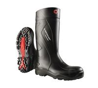 DUNLOP Purofort+ - Unisex Full Safety Waterproof Work Boots, Black, Antistatic and Slip-Resistant Wellies with Steel Toecap and Midsole for Outdoor, Construction and Industrial Use - EU44, UK10