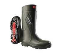 DUNLOP Purofort+ - Unisex Full Safety Waterproof Work Boots, Dark Green/Black, Antistatic and Slip-Resistant Wellies with Steel Toecap and Midsole for Outdoor - EU36, UK3