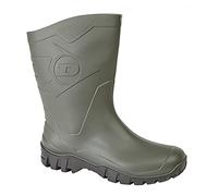 DUNLOP Short Leg Half-Height Wellies Easier On & Off Good For Wider Calf Fitting,Green/Black Sole,10.5 UK
