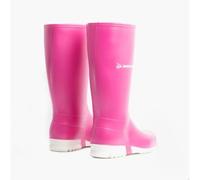 Dunlop Sport - Unisex Knee High Classic Retro Design Wellington Rain Boots, Pink/White, Waterproof and Chemical Resistant PVC Wellies for Outdoor, Farm and Gardening Work - EU32, UK13