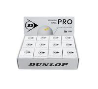 Dunlop Squash Balls Pro White, Double Yellow Dot, 12 Balls
