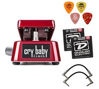 DUNLOP SW95 Cry Baby Slash Signature Wah Wah Guitar Effects Pedal Bundle With DUNLOP Sample Pick Pack, Dunlop DEN1046 Electric Nickel Medium Guitar Strings 10-46 and 2 Patch Cables (6")