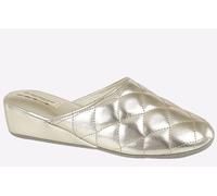 Dunlop Sybil Quilted Womens Mule Slippers - Gold - Size UK 4