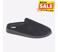 Dunlop Mens Ribbed Velour Mule Slipper Black 9 UK
