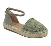 DUNLOP Textile Roisin Flat Espadrille Sandals (Sage Green, UK Footwear Size System, Adult, Women, Numeric, Medium, 8)