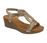 DUNLOP Verona Open-Toe Wedge Sandals (Light Gold, UK Footwear Size System, Adult, Women, Numeric, Medium, 3)